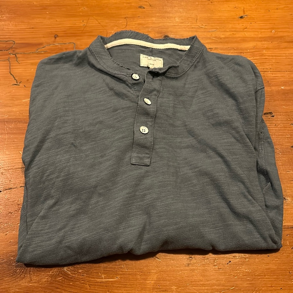 rag & bone henley - size medium - gently used - blue long sleeve shirt